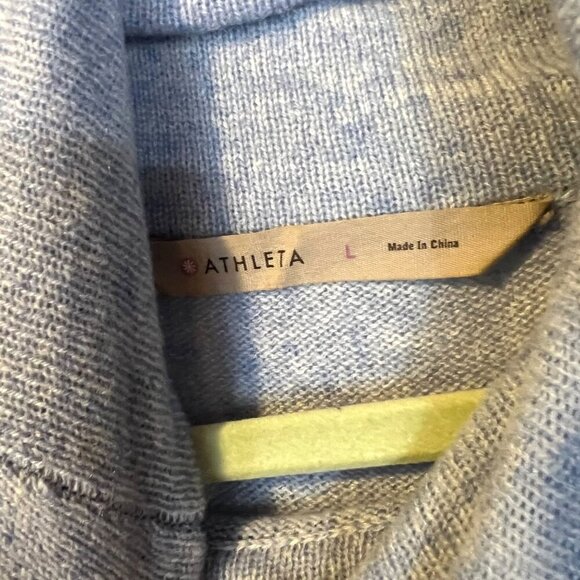 Athleta Womens Blue Cashmere Cowl Neck Sweater L Minimalist Cozy Lounge - Picture 3 of 5